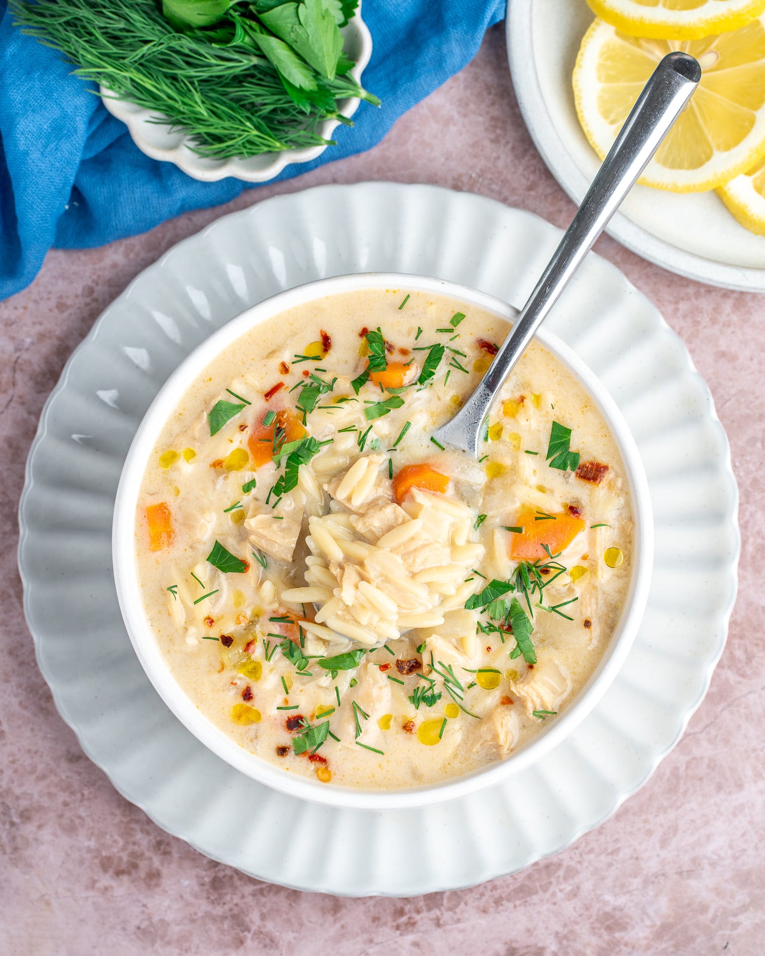 Lemon-Infused Avgolemono Soup with Chicken and Orzo