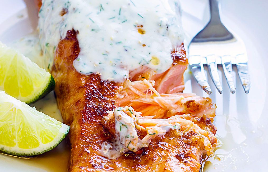 Pan-Seared Salmon with Citrus-Dill Yogurt Sauce