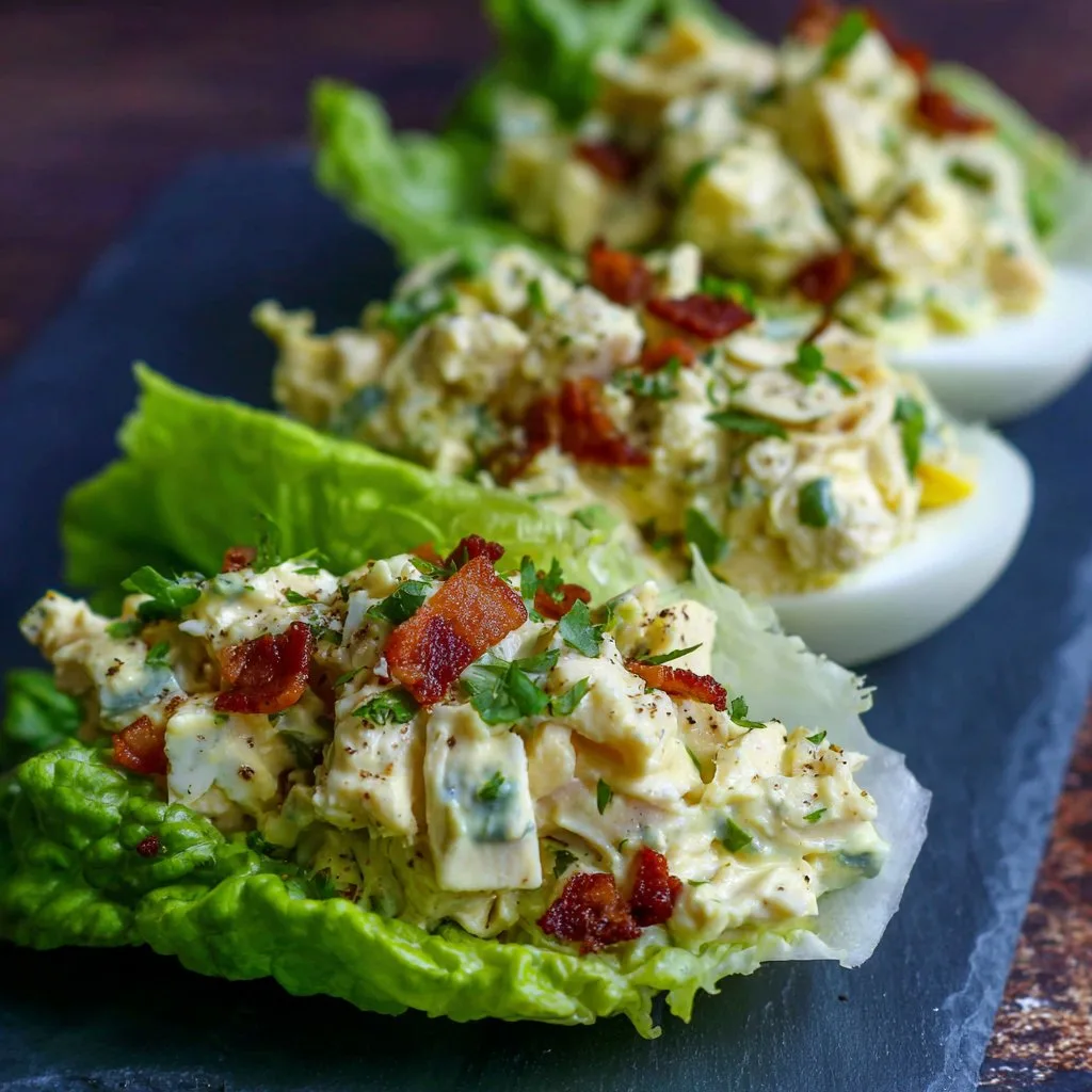 Keto Egg Salad Lettuce Wraps with Dijon Mustard