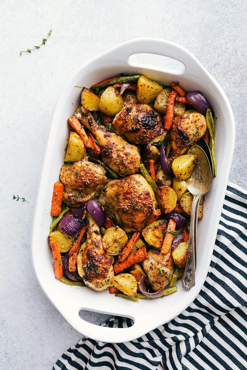 Pan-Seared Chicken with Honey Mustard Glaze and Roasted Root Vegetables