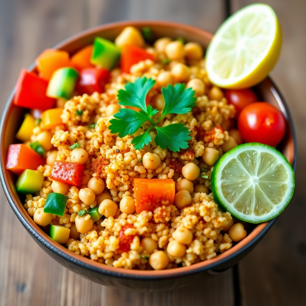 Spicy Mediterranean Chickpea and Quinoa Salad