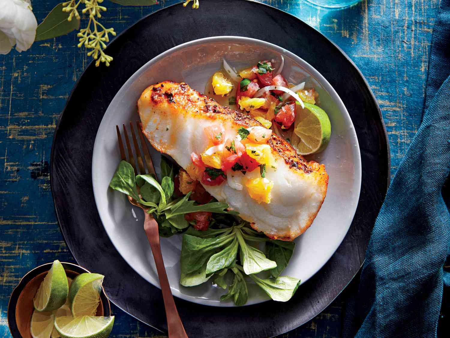 Pan-Seared Sea Bass with Citrus and Herb Salsa Verde