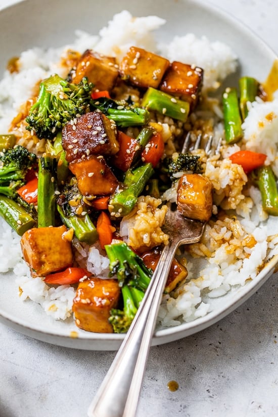 Crispy Korean-Style Tofu Stir Fry with Gochujang Glaze