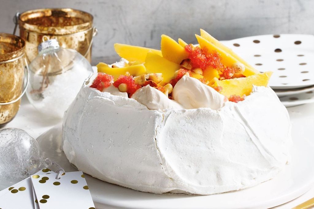 Finger Lime and Davidson’s Plum Pavlova with Macadamia Whipped Cream