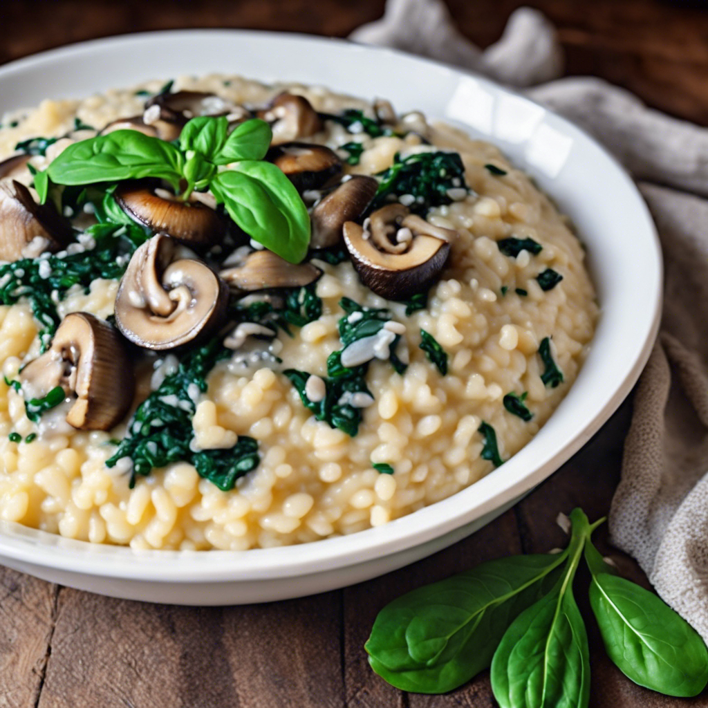 Stovetop Creamed Spinach and Mushroom Risotto