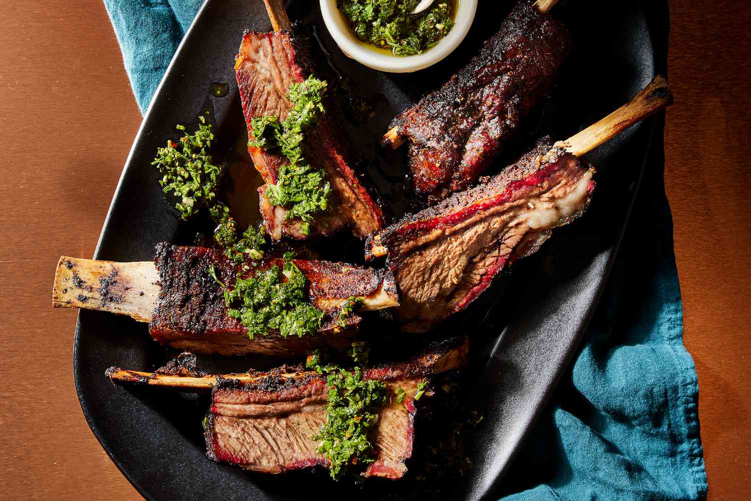 Slow-Cooked Beef Ribs with Chimichurri Sauce
