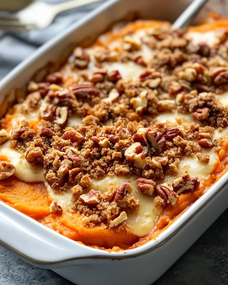 Oven-Baked Sweet Potato Casserole with Pecan Streusel