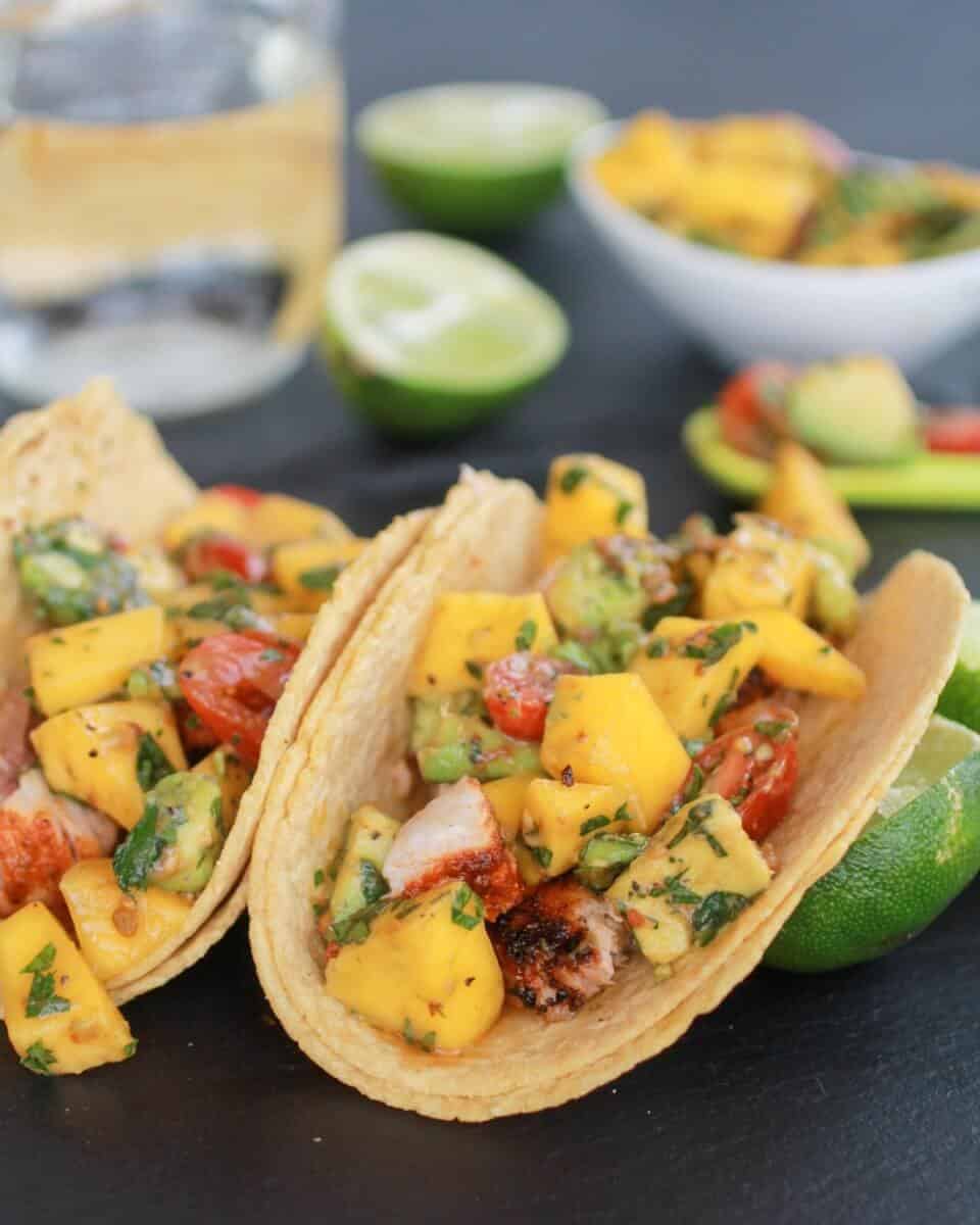 Grilled Mahi-Mahi Tacos with Mango-Avocado Salsa