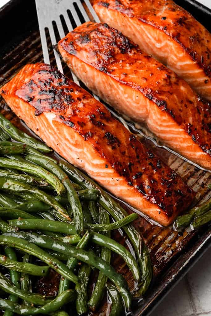 Sheet Pan Honey-Soy Salmon with Sesame Green Beans