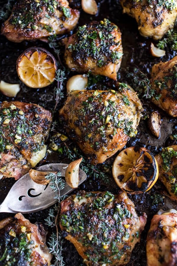 Grilled Lemon-Garlic Chicken Thighs with Fresh Herb Salsa Verde