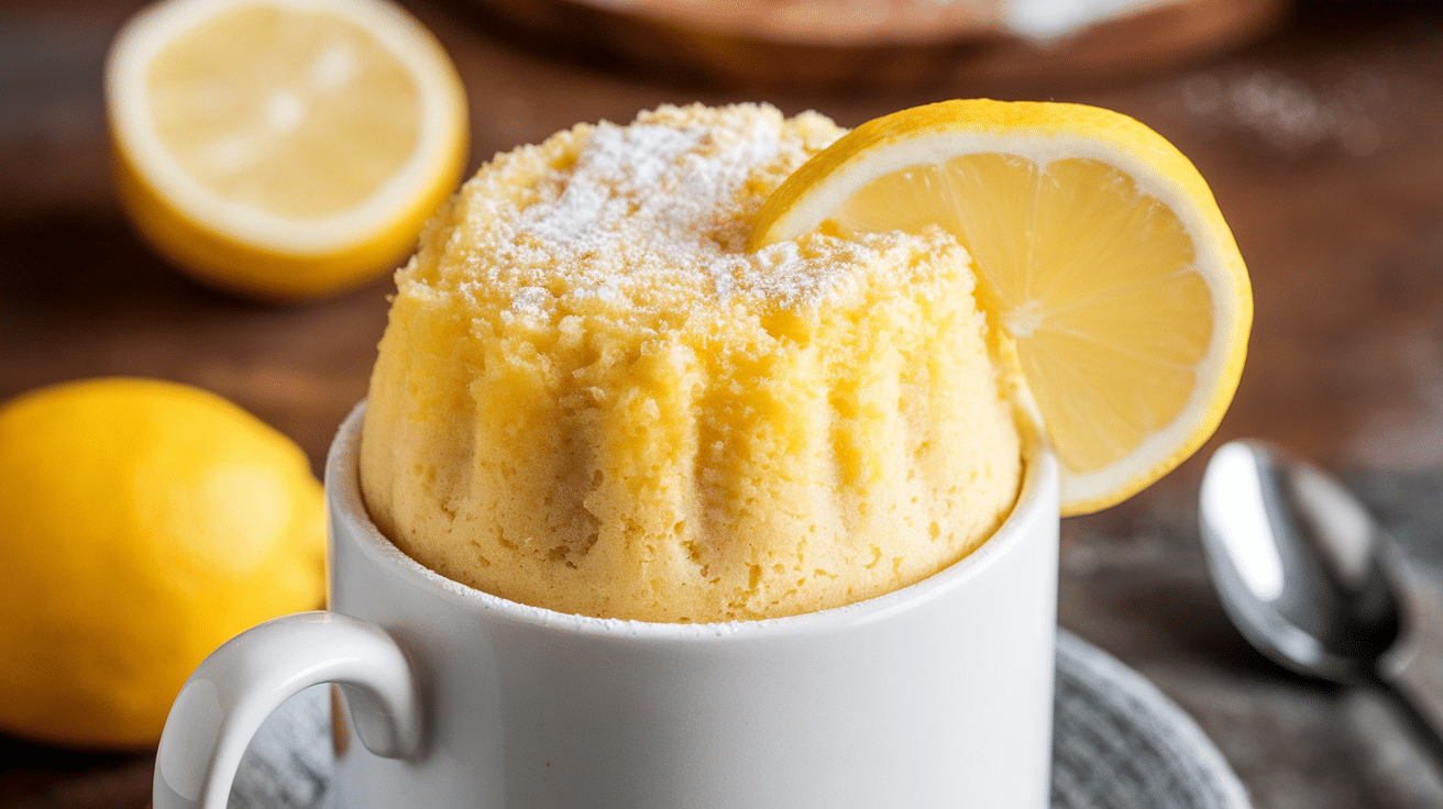 Quick Lemon Meringue Mug Cake