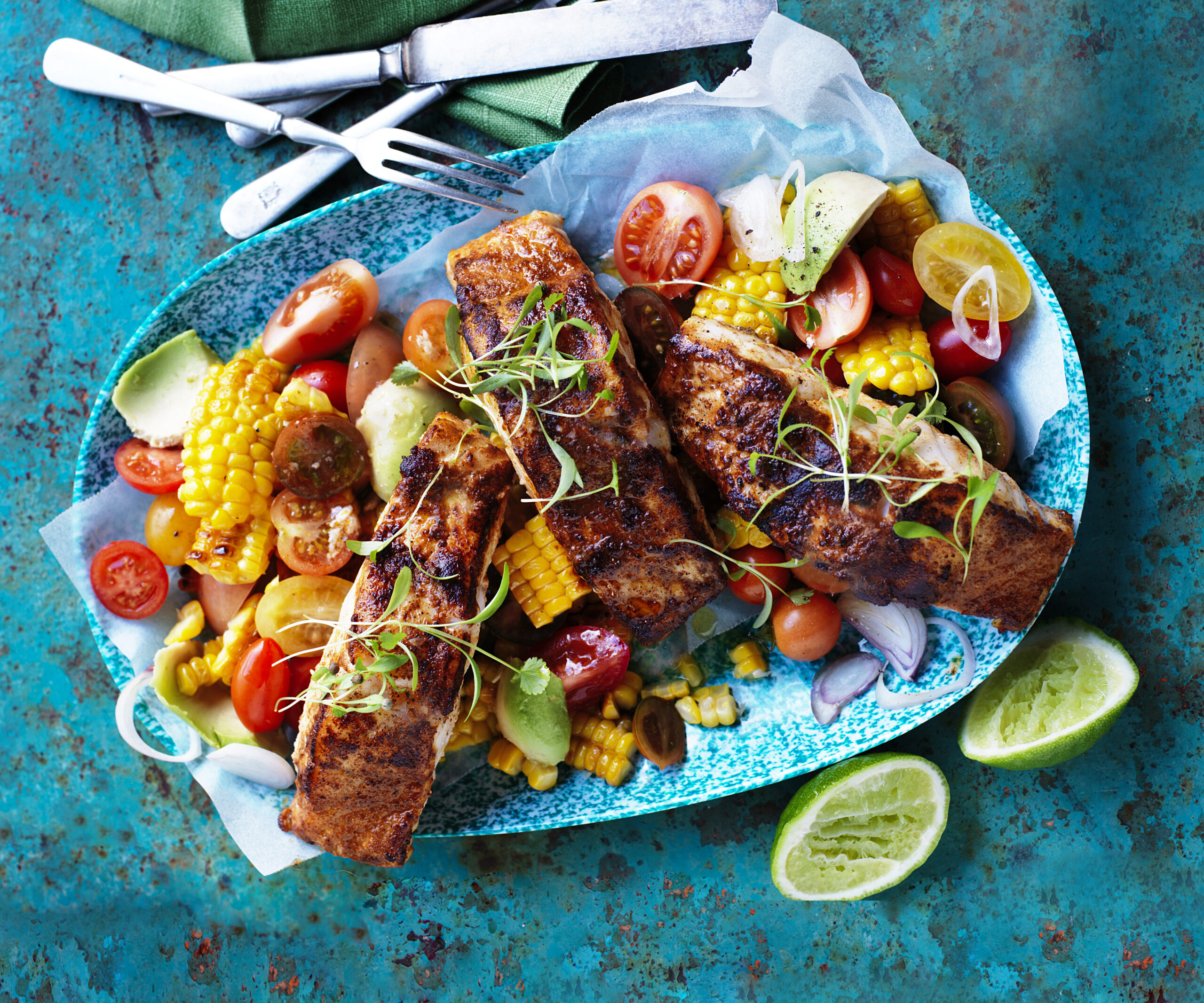 Grilled Cajun-Spiced Catfish with Charred Corn Salsa
