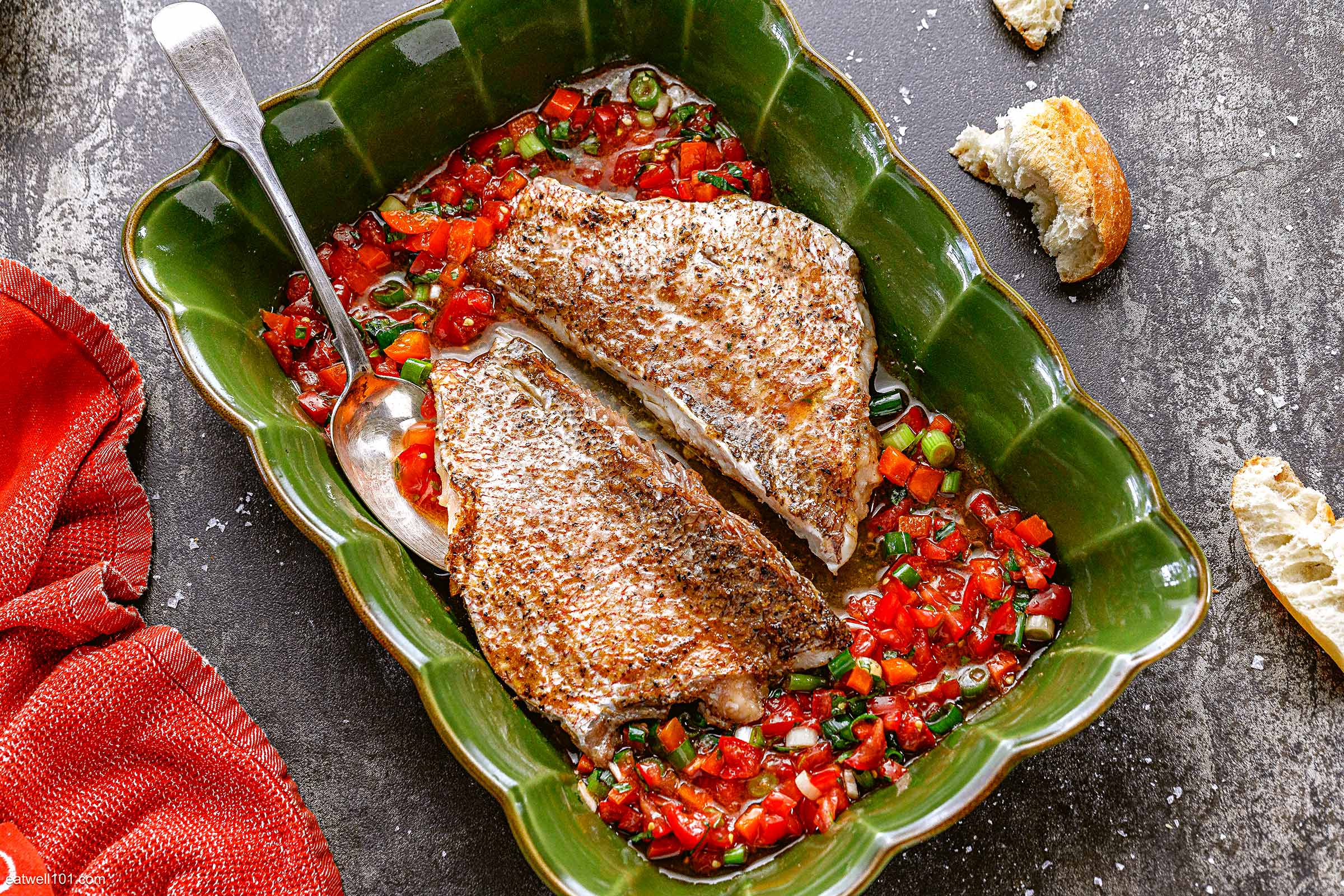 Pan-Seared Gulf Coast Red Snapper with Tomato and Olive Relish