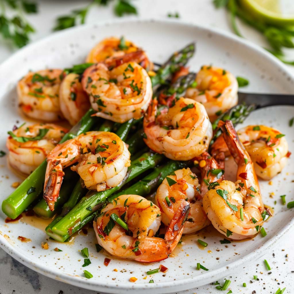 Quick Five-Ingredient Garlic Butter Shrimp with Asparagus