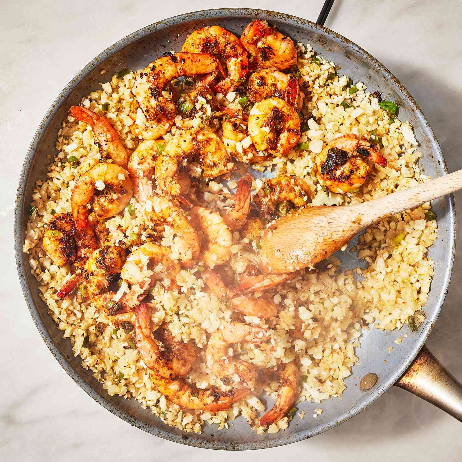 One-Pot Garlic Lime Shrimp with Cauliflower Rice