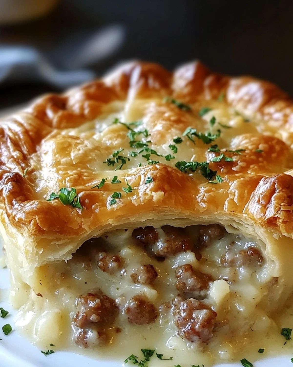 Sausage Roll Hand Pies with Puff Pastry and Onion Gravy