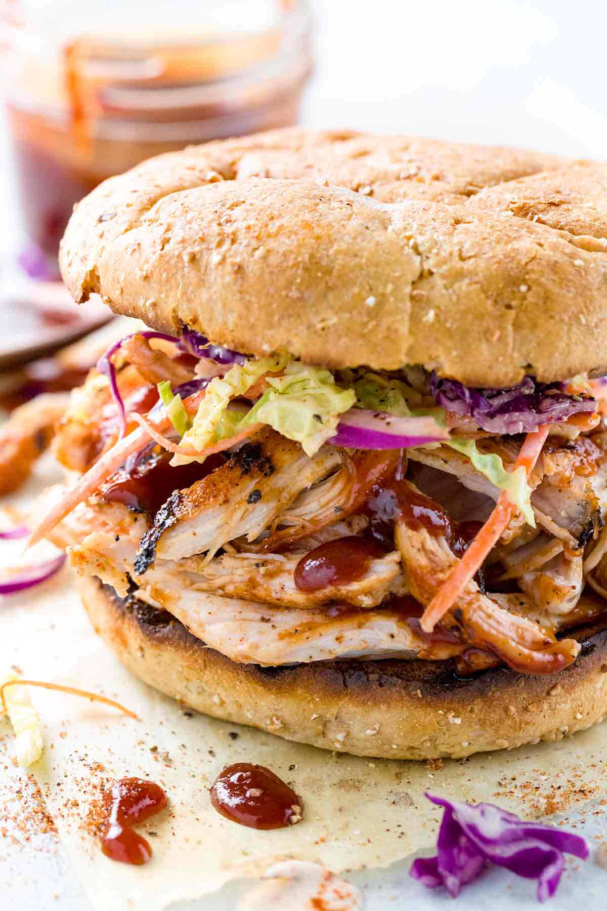 Tangy BBQ Pulled Chicken Sandwiches