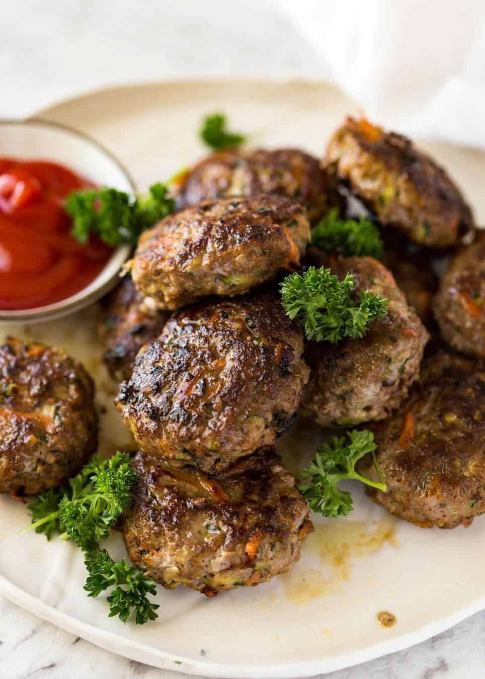Pan-Fried Beef Rissoles with Onion Gravy