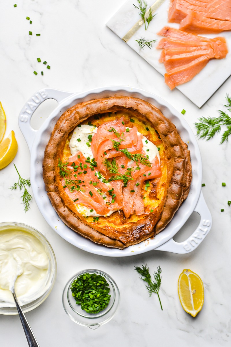 Herbed Dutch Baby Pancake with Smoked Salmon
