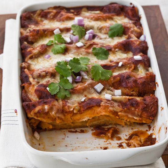 Homemade Vegetable Enchiladas with Red Chile Sauce