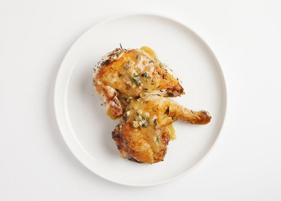 Pan-Seared Chicken with Roasted Garlic and Rosemary Jus