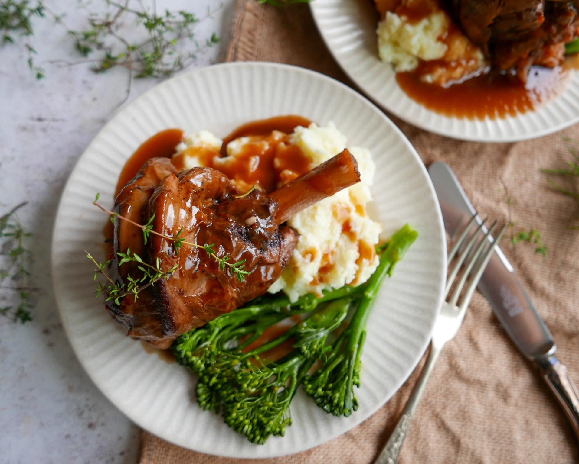 Slow-Cooked Lamb Shanks with Rosemary and Wattleseed Gravy