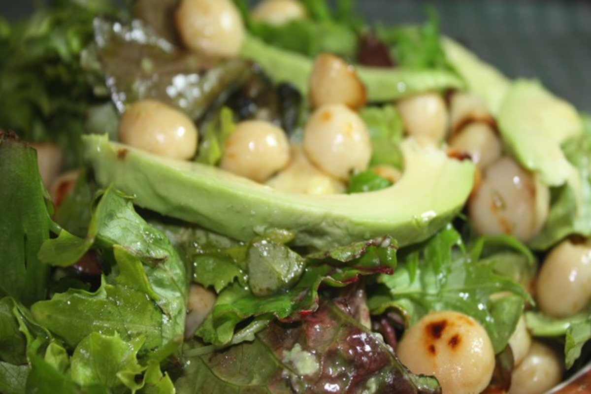 Avocado and Toasted Macadamia Salad with Finger Lime Vinaigrette