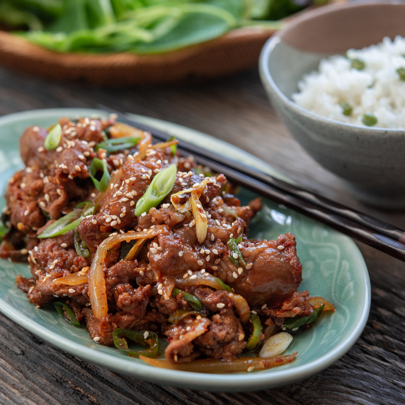 Grilled Korean-Style Pork Bulgogi with Sesame and Scallions