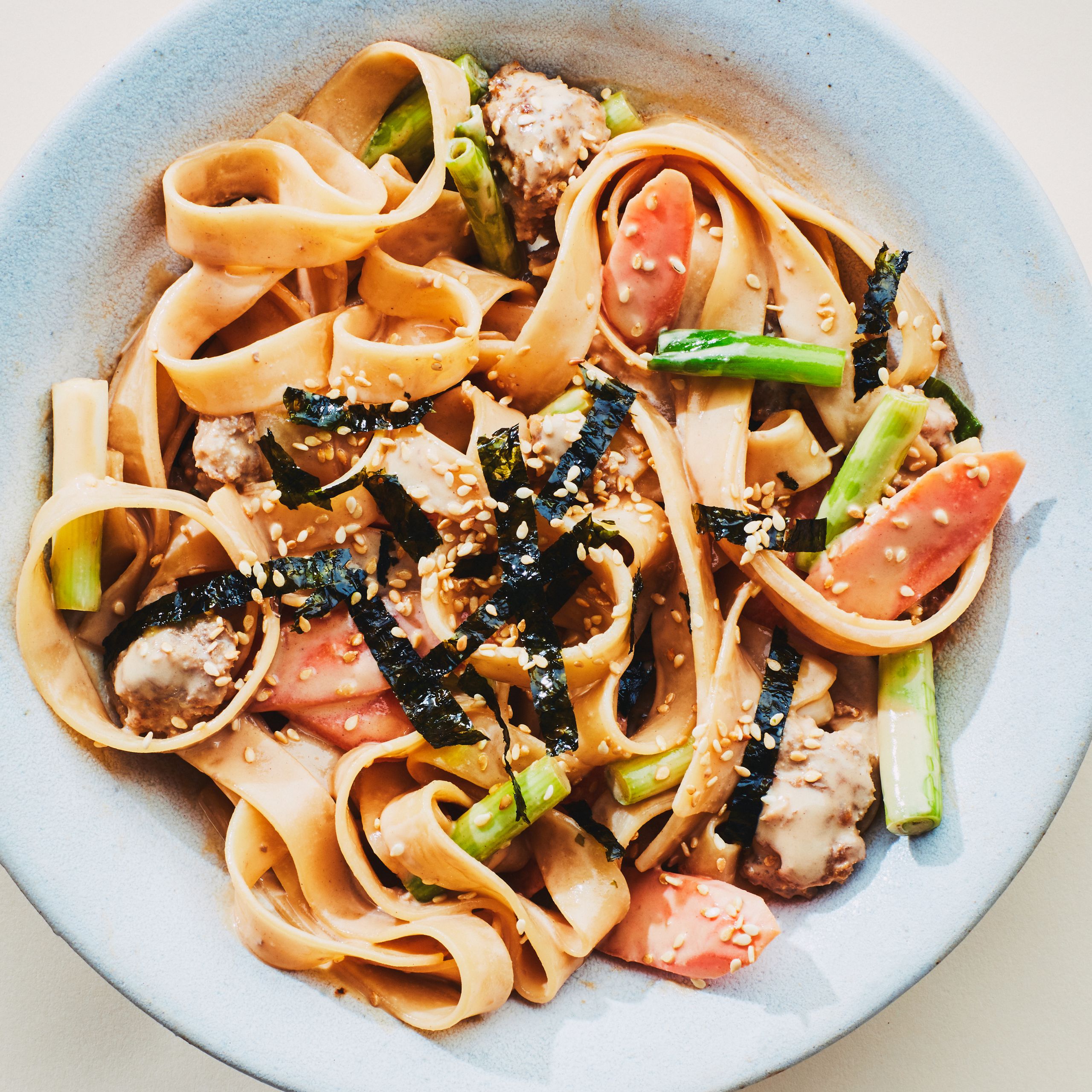 Sweet and Spicy Stir-Fried Noodles with Sesame and Scallions