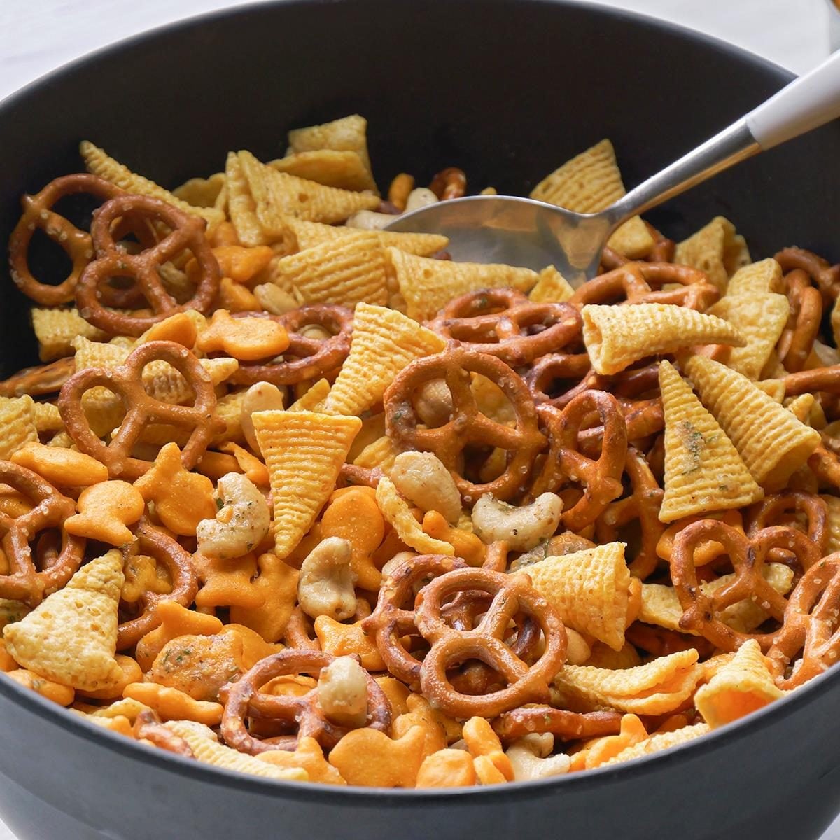 Playful Arcade Snack Mix with Spicy Umami Seasoning