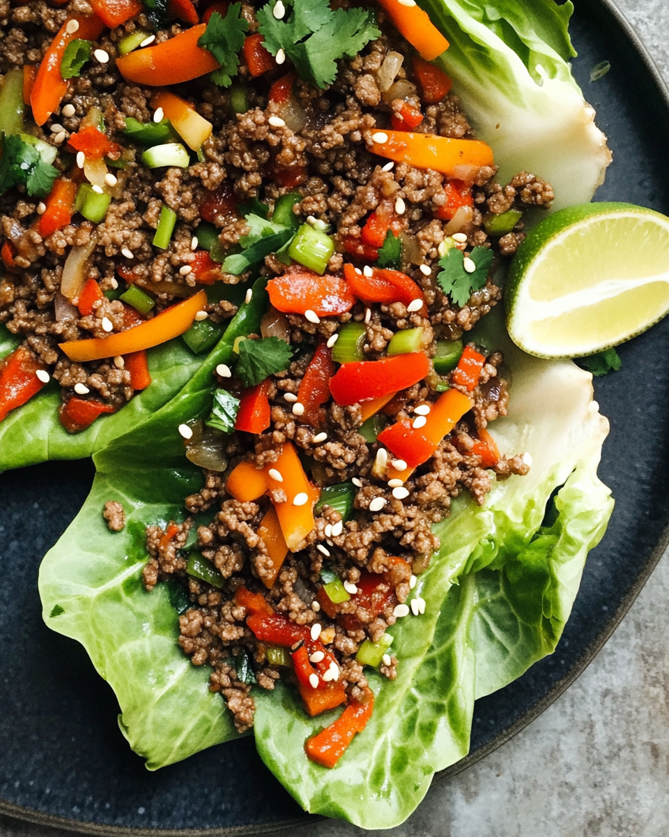 Cumin-Spiced Ground Beef Lettuce Wraps with Tomato and Avocado