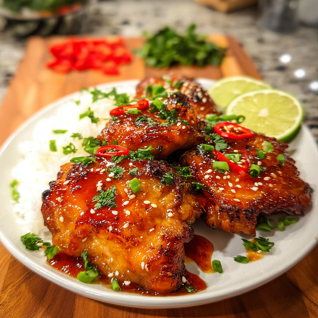 Pan-Seared Chicken Thighs with Sweet Chili and Garlic Sauce