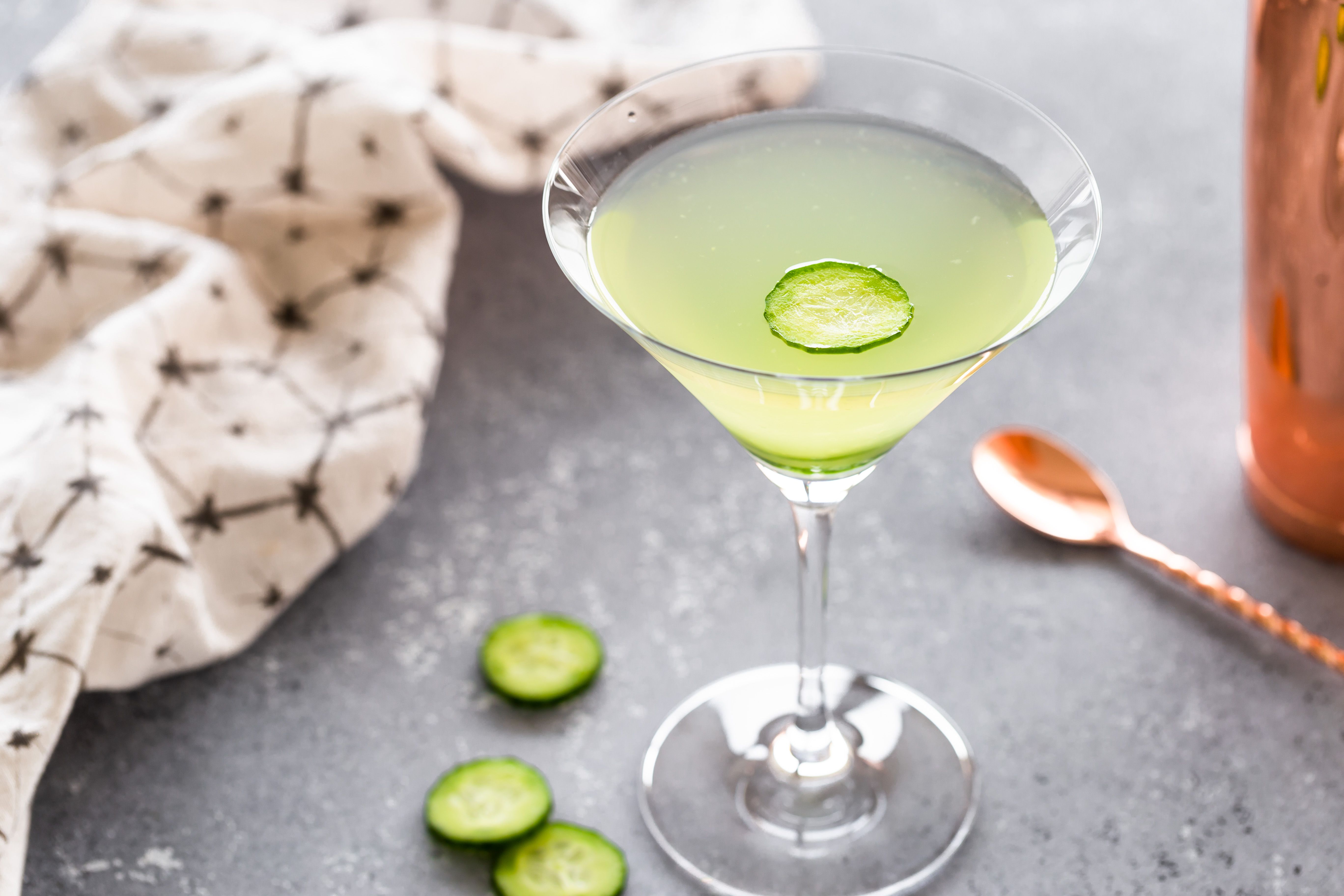 Chilled Cucumber Basil Vodka Martini