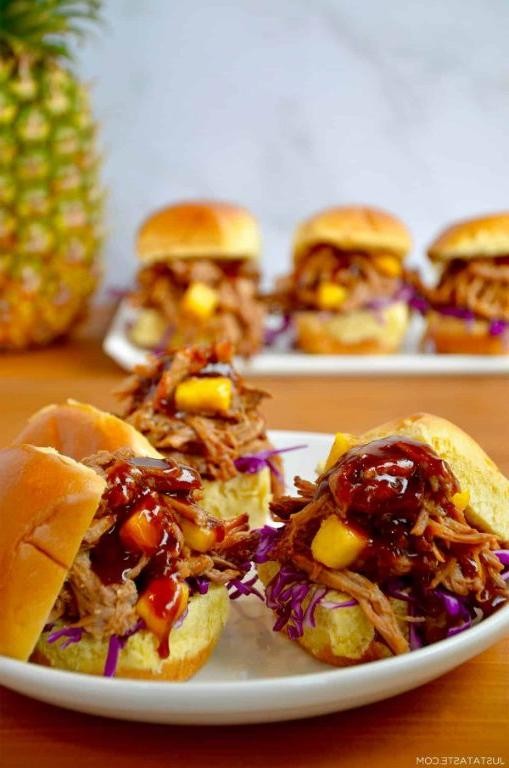 Spiced Rum-Glazed Pulled Pork Sliders with Pickled Pineapple