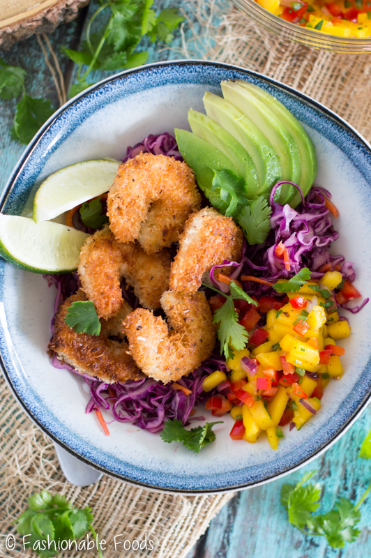 Coconut-Lime Shrimp Rice Bowl with Mango Salsa