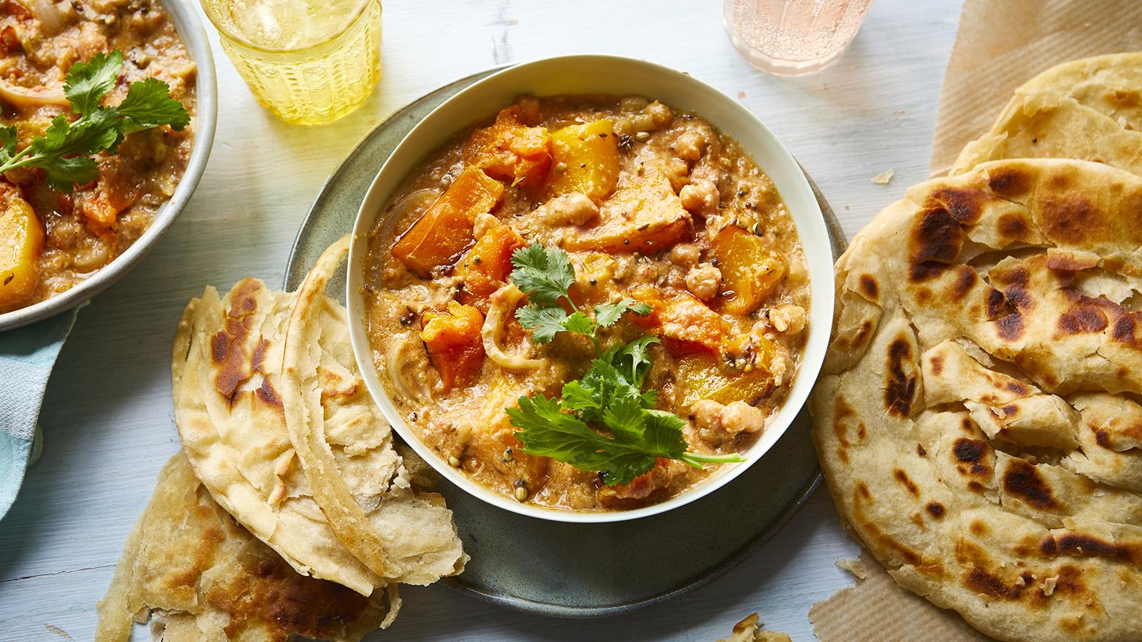 Buss Up Shut Roti with Curried Chickpeas and Spinach