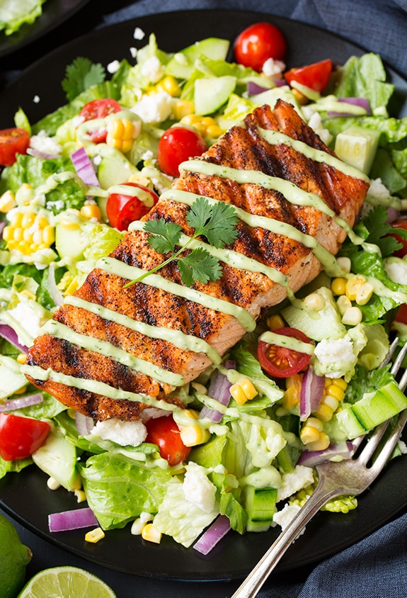 Citrus-Grilled Salmon with Avocado and Cucumber Salad