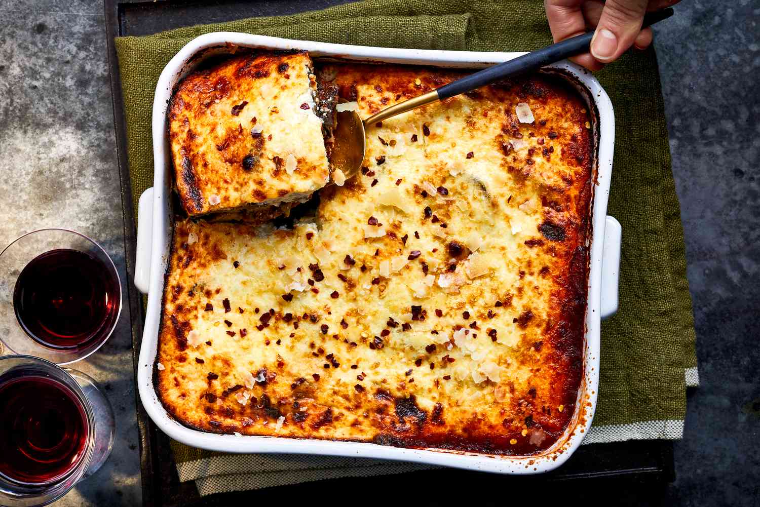 Oven-Baked Moussaka with Spiced Lamb and Eggplant