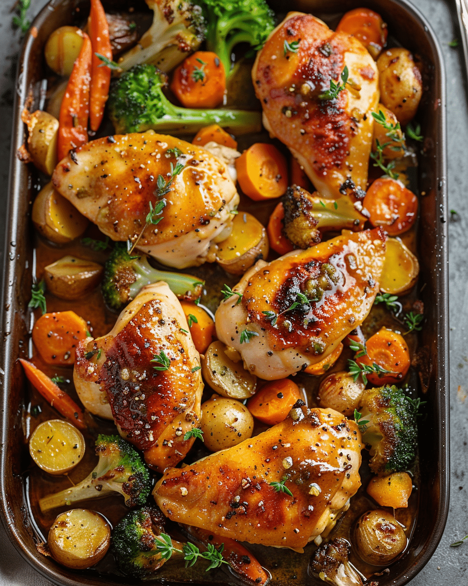 Savory Sheet Pan Chicken with Honey Mustard Glaze
