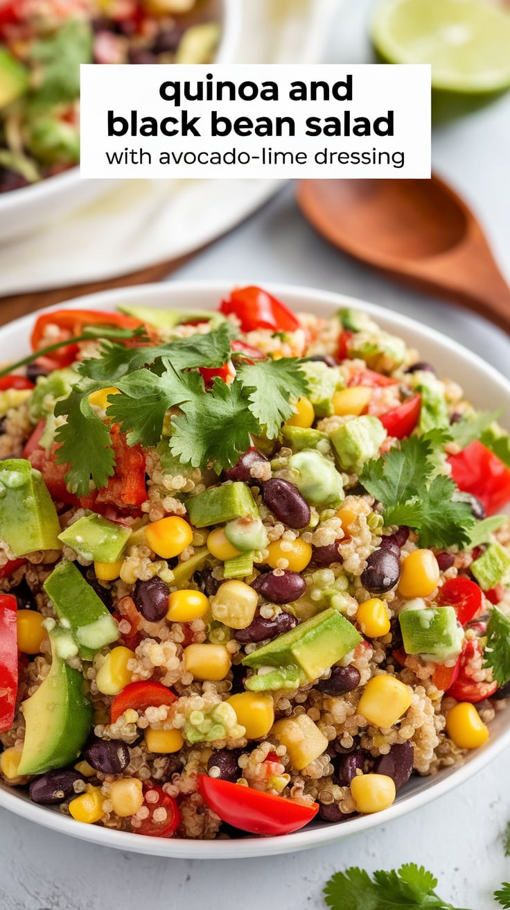 Cilantro-Lime Black Bean and Quinoa Salad with Avocado