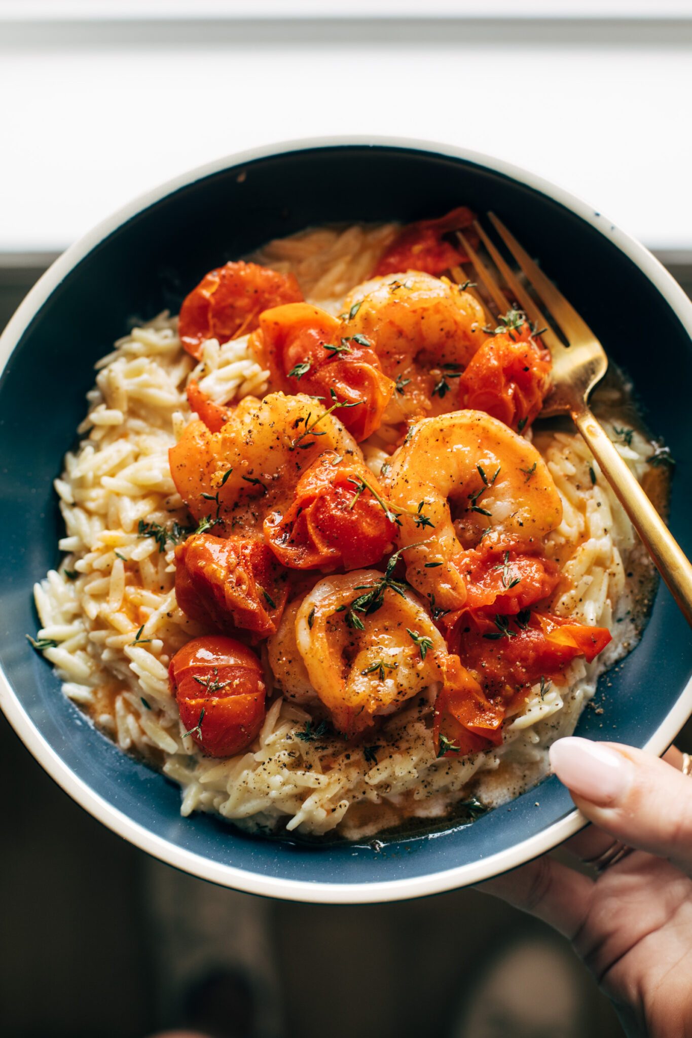 Stovetop Shrimp and Tomato Basil Orzo