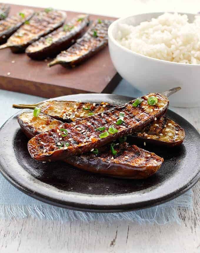 Miso-Glazed Grilled Eggplant with Sesame and Scallions