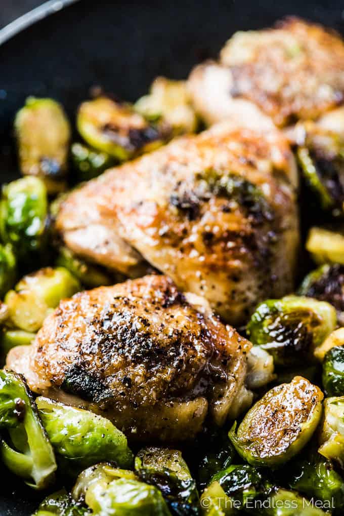 Sautéed Garlic Ginger Chicken with Roasted Brussels Sprouts