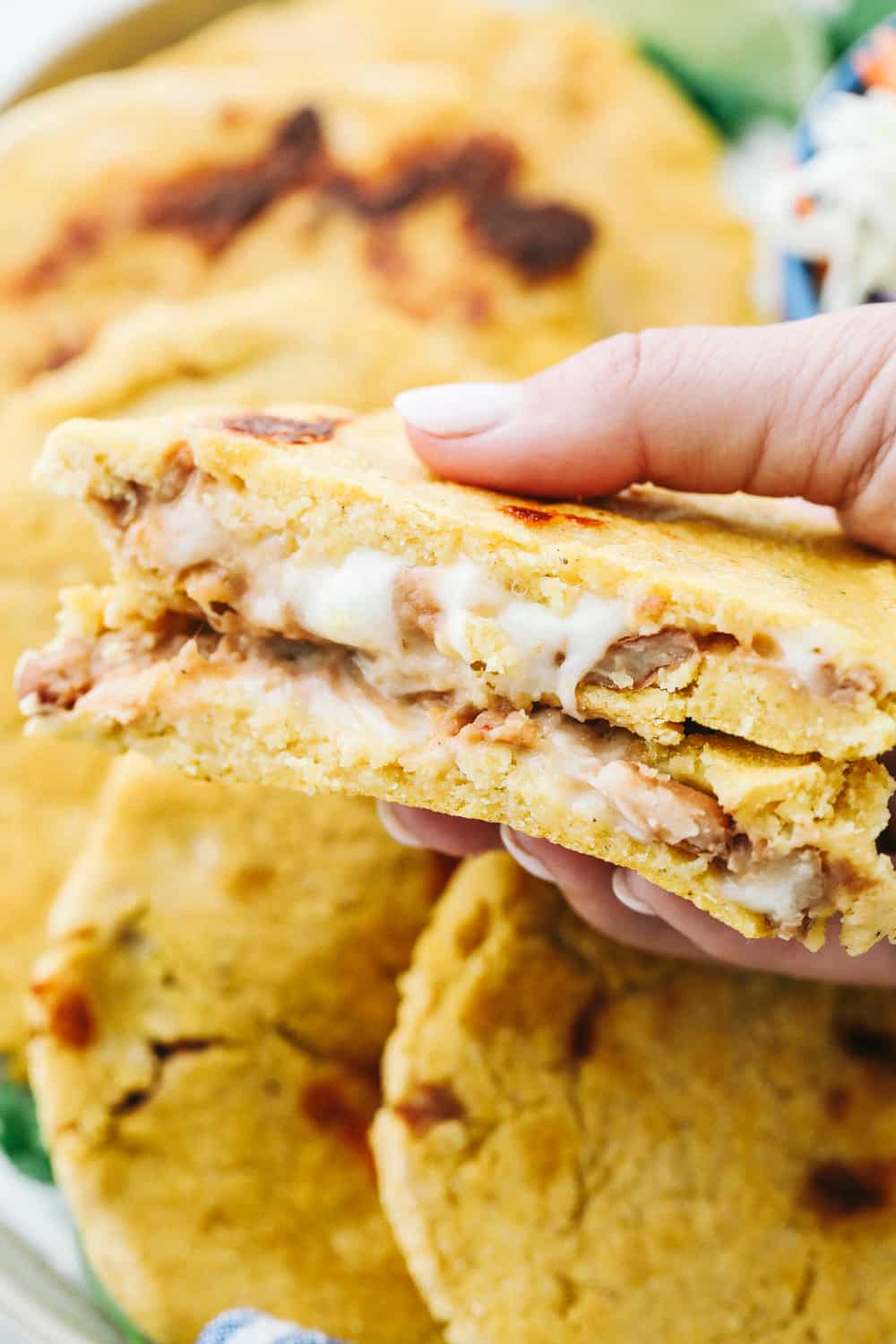 Pan-Fried Salvadoran Pupusas with Cheese and Refried Beans