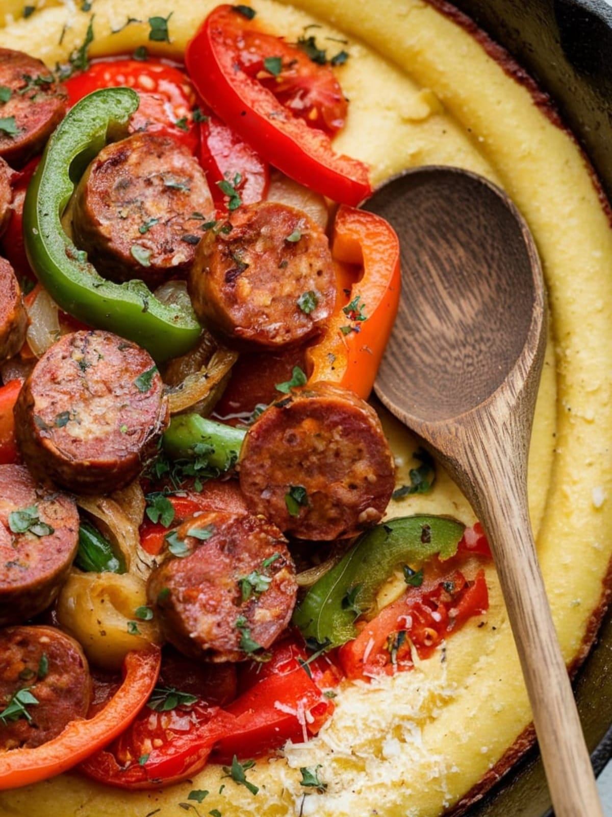 One-Pot Spicy Italian Sausage and Polenta Stew