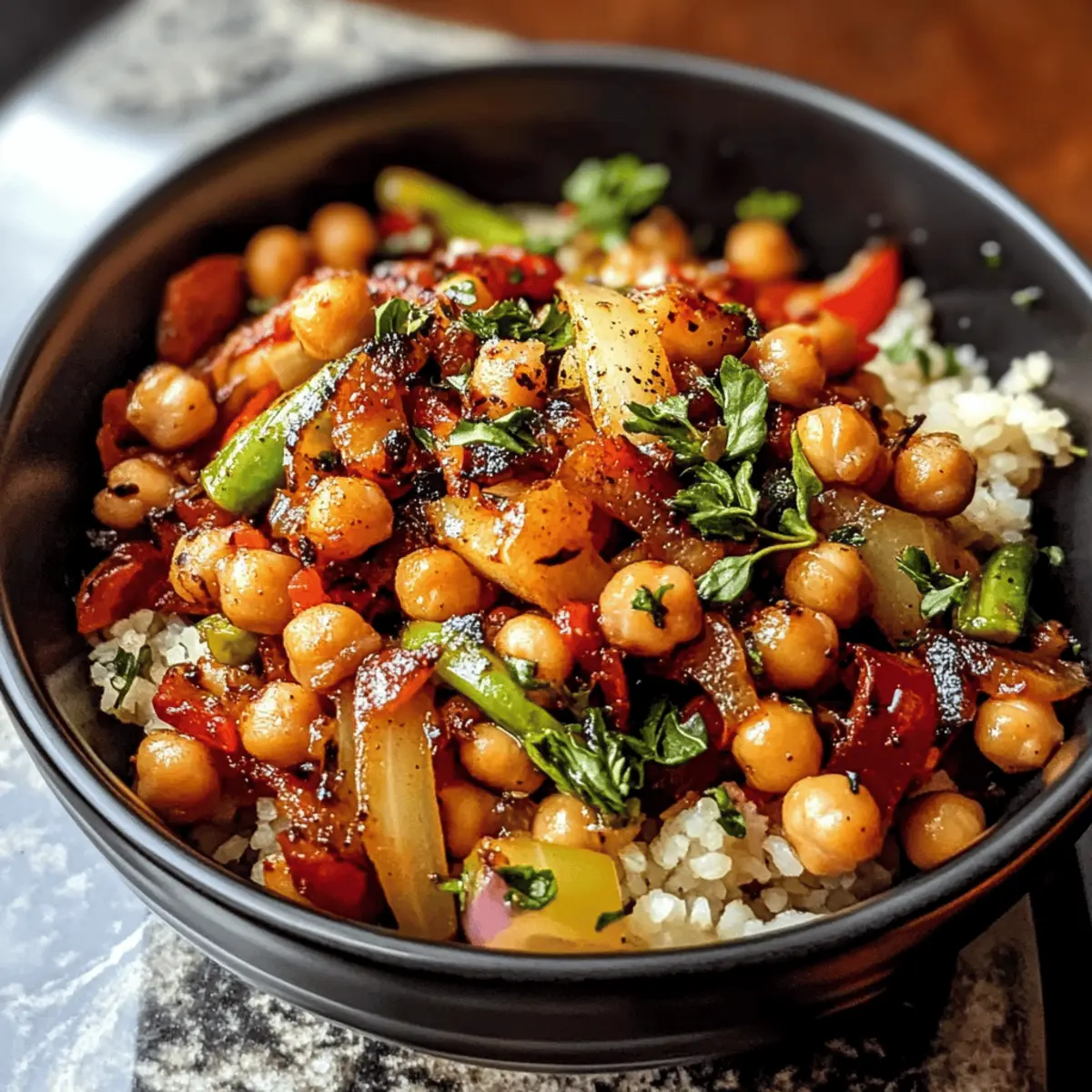 Harissa-Spiced Chickpea and Bell Pepper Stir Fry