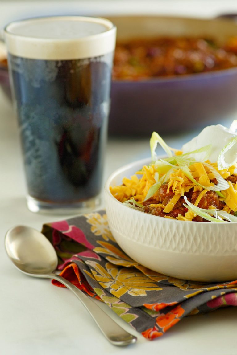 Whiskey-Spiced Beef Chili with Dark Beer