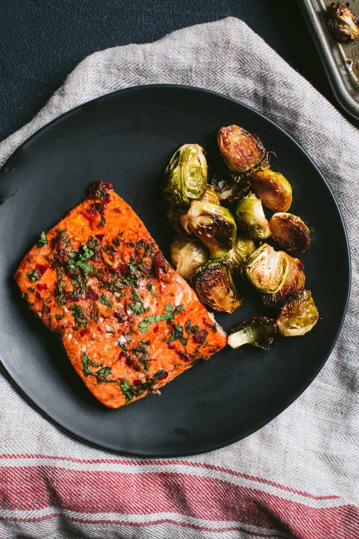 Pan-Seared Salmon with Citrus-Glazed Brussels Sprouts