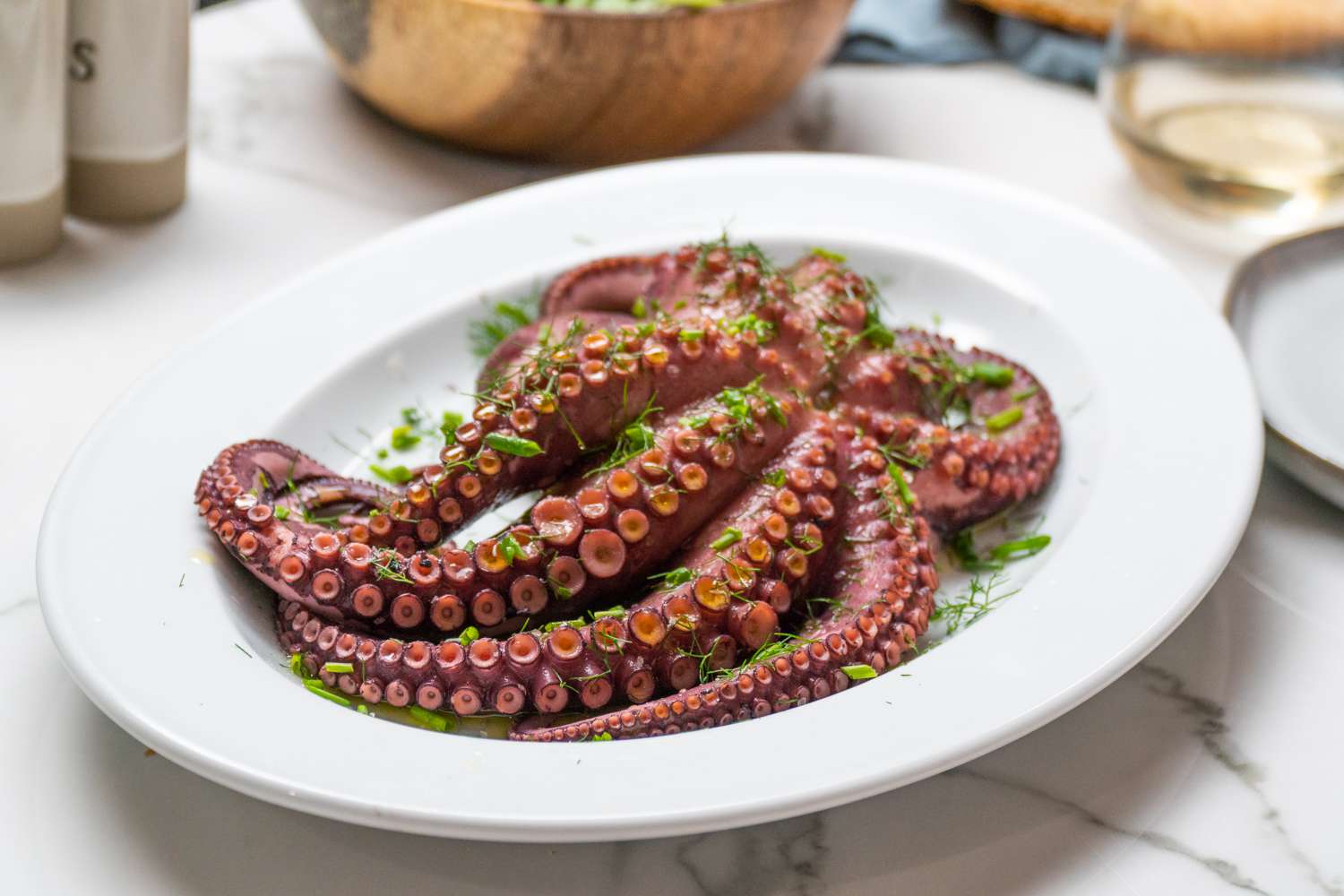 Sautéed Octopus with Garlic, Red Wine, and Bay Leaves