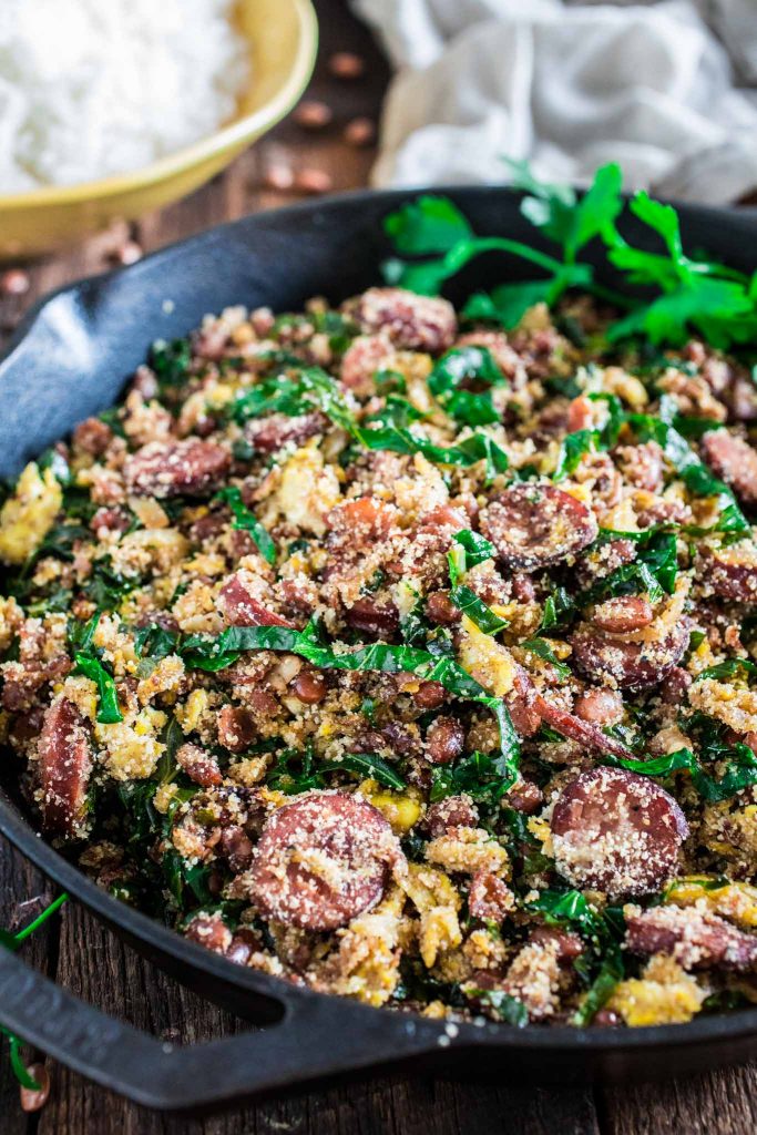 Feijão Tropeiro with Collard Greens and Pork
